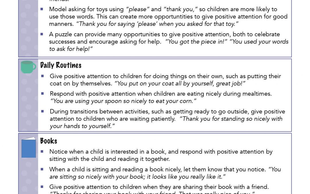 Handout: Giving Positive Attention to Children Who Use Words
