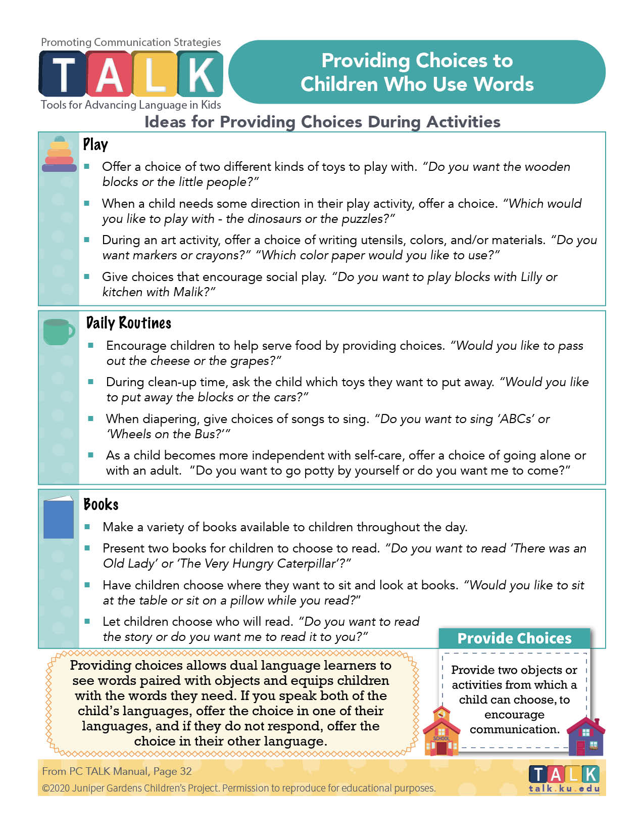 Preview of a handout showing caregivers different ways to arrange the environment.